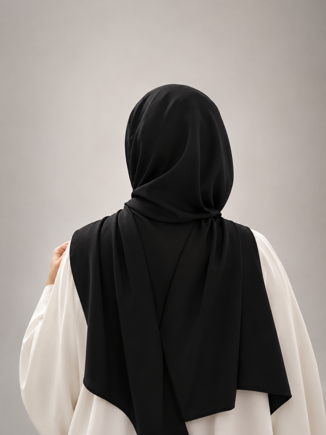 Açaí black instant chiffon hijab — back view
